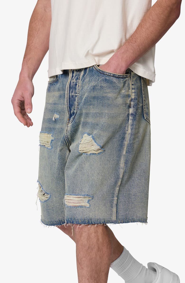 mnml Ripped Baggy Denim Shorts, Alternate, color, Vintage Blue