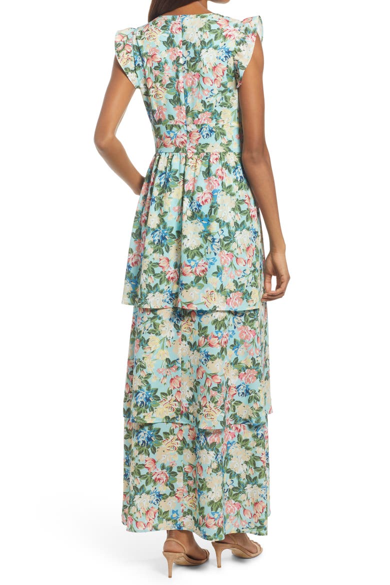 V-Neck Tiered Dress, Alternate, color, MULTI FLORAL