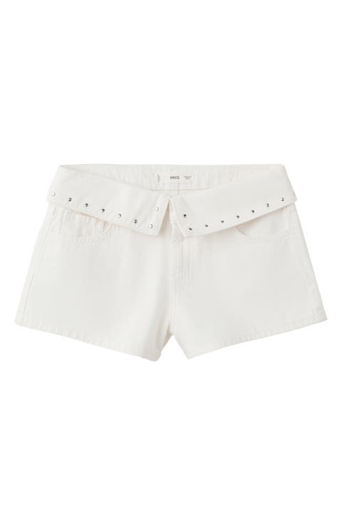 Low Rise Stud Denim Shorts
