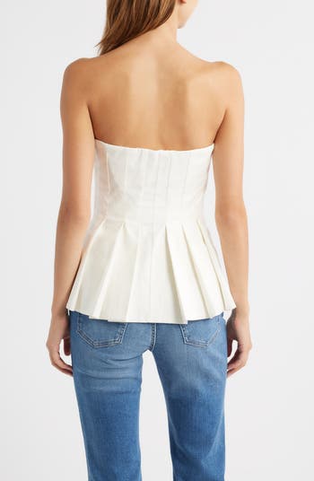 Ashlyn Pleated Peplum Strapless Top