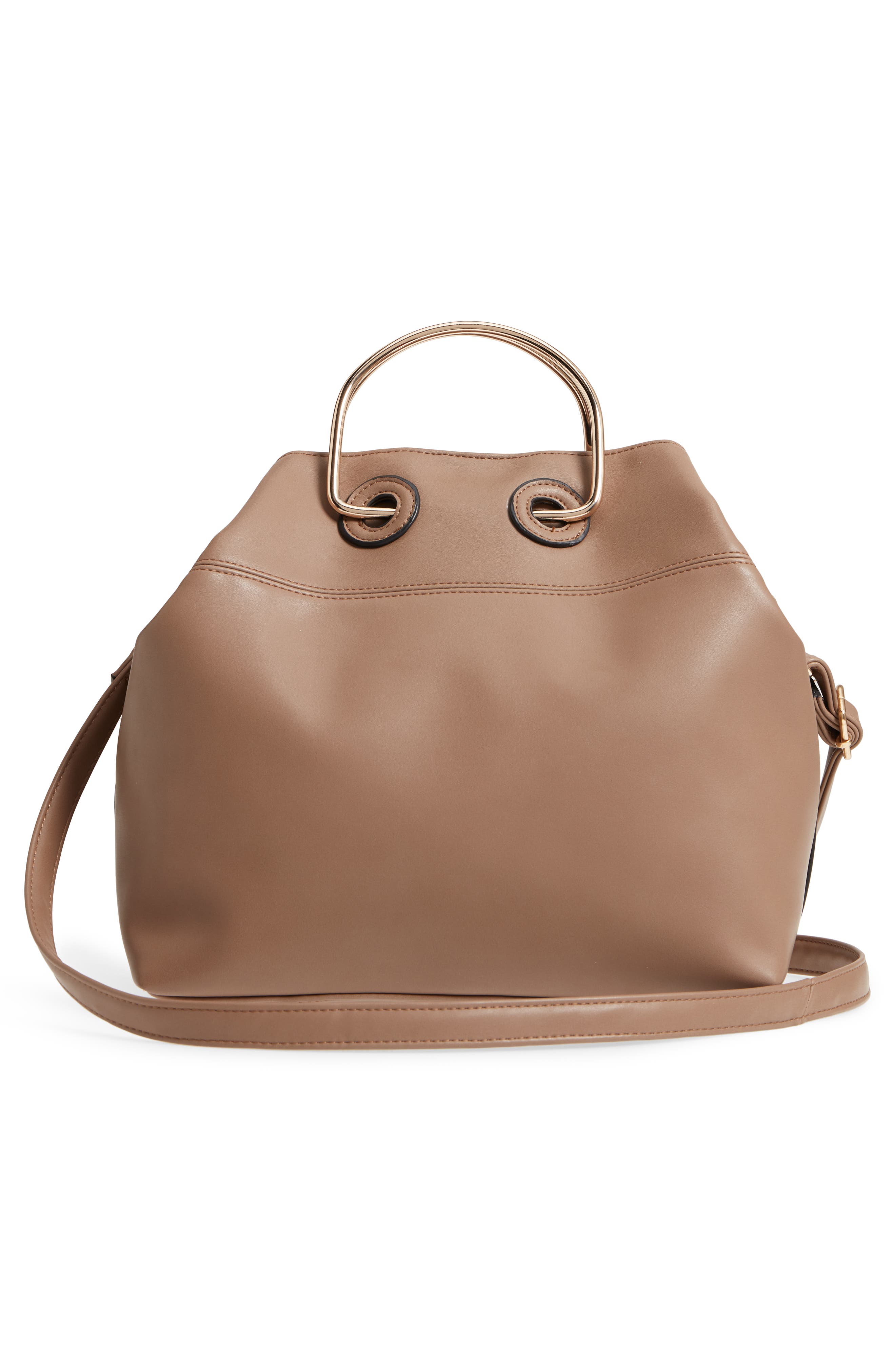 Leith Metal Handle Faux Leather Tote Bag, Alternate, color, 