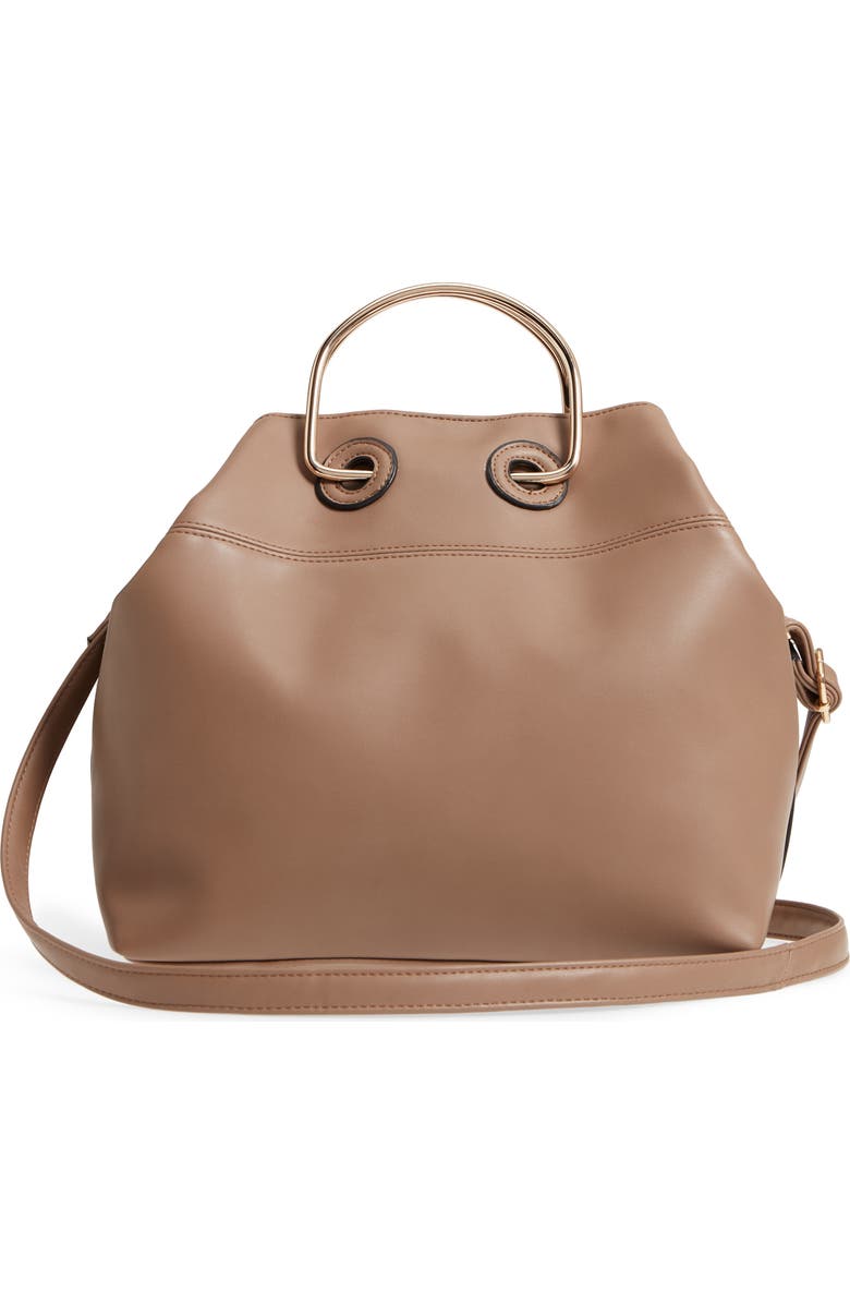 Leith Metal Handle Faux Leather Tote Bag, Alternate, color,