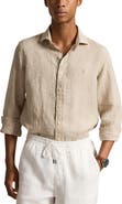 Polo Ralph Lauren Classic Fit Houndstooth Linen Button-Up Shirt