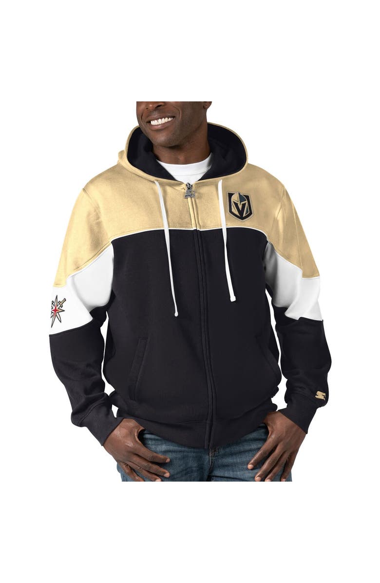 STARTER Men's Starter  Black/Gold Vegas Golden Knights Power Forward Full-Zip Hoodie, Alternate, color, Black
