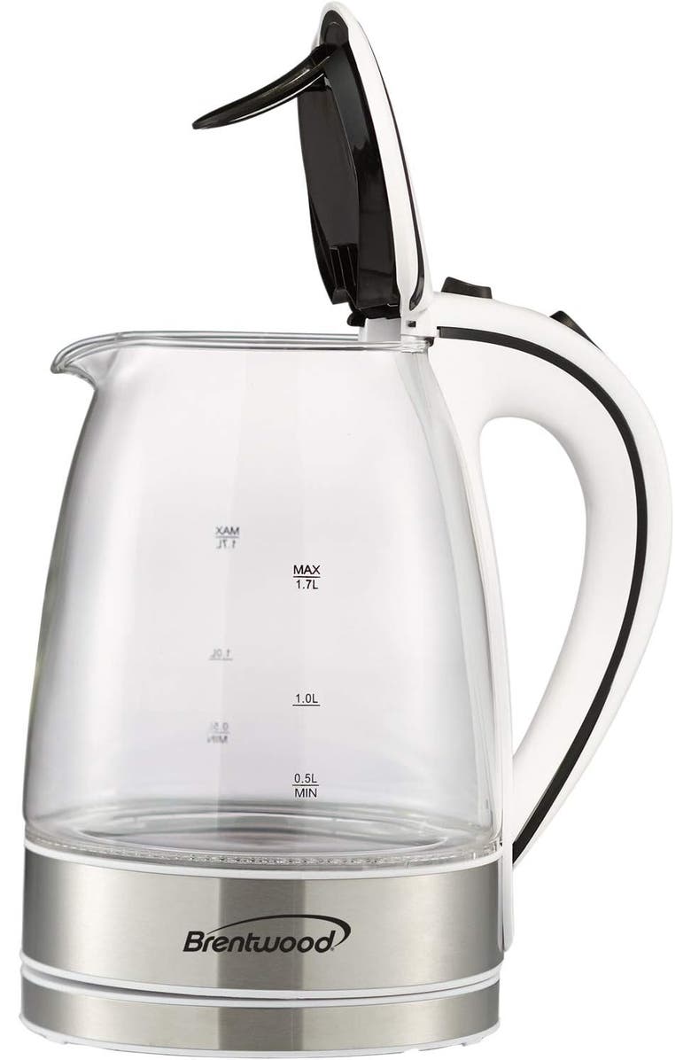 Brentwood Glass Kettle, Alternate, color, White