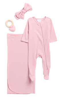 Toby Four-Piece Waffle Knit Footie Set