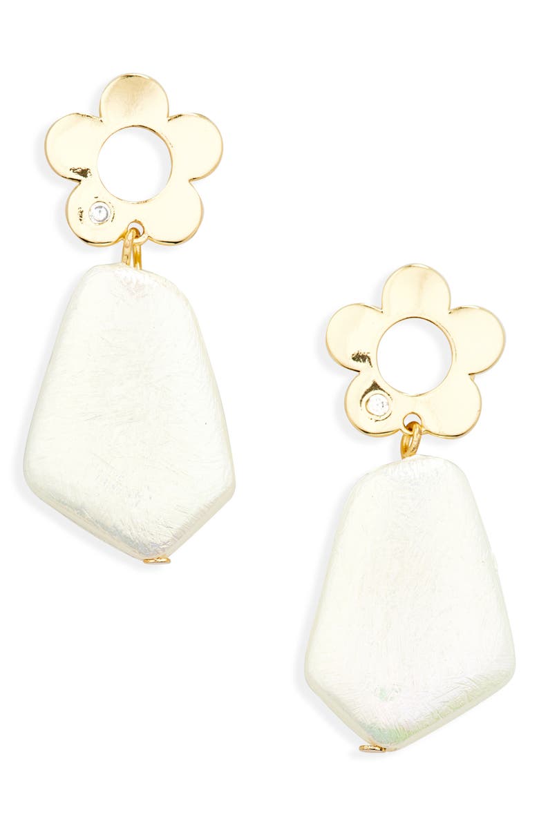 EYE CANDY LOS ANGELES Iridescent Flower Drop Earrings, Main, color, Gold