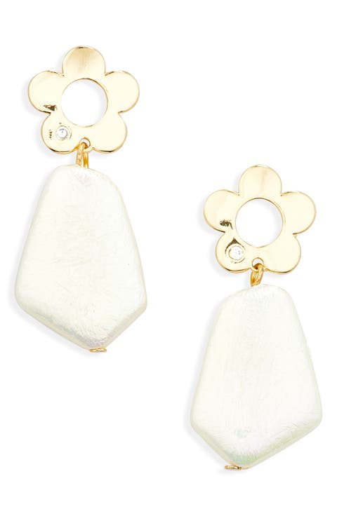 Iridescent Flower Drop Earrings