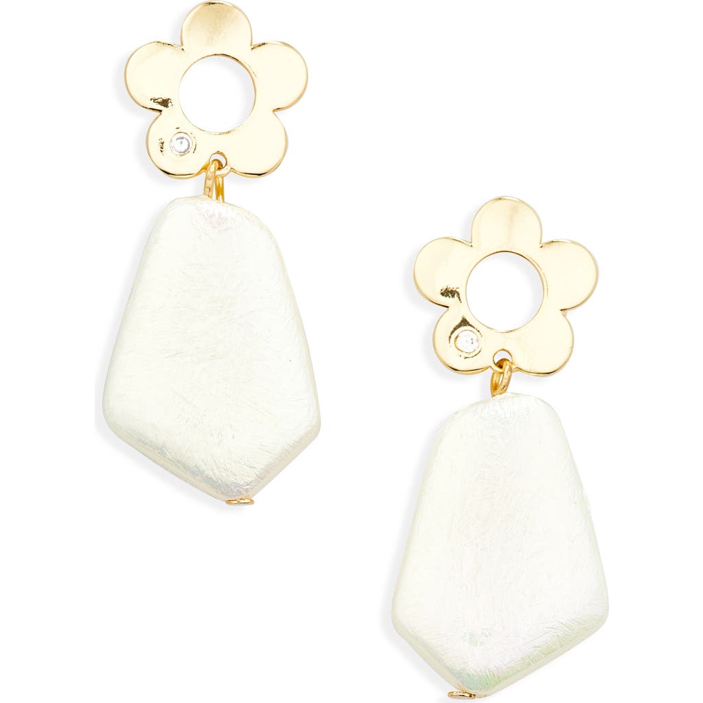 Eye Candy Los Angeles Iridescent Flower Drop Earrings In White