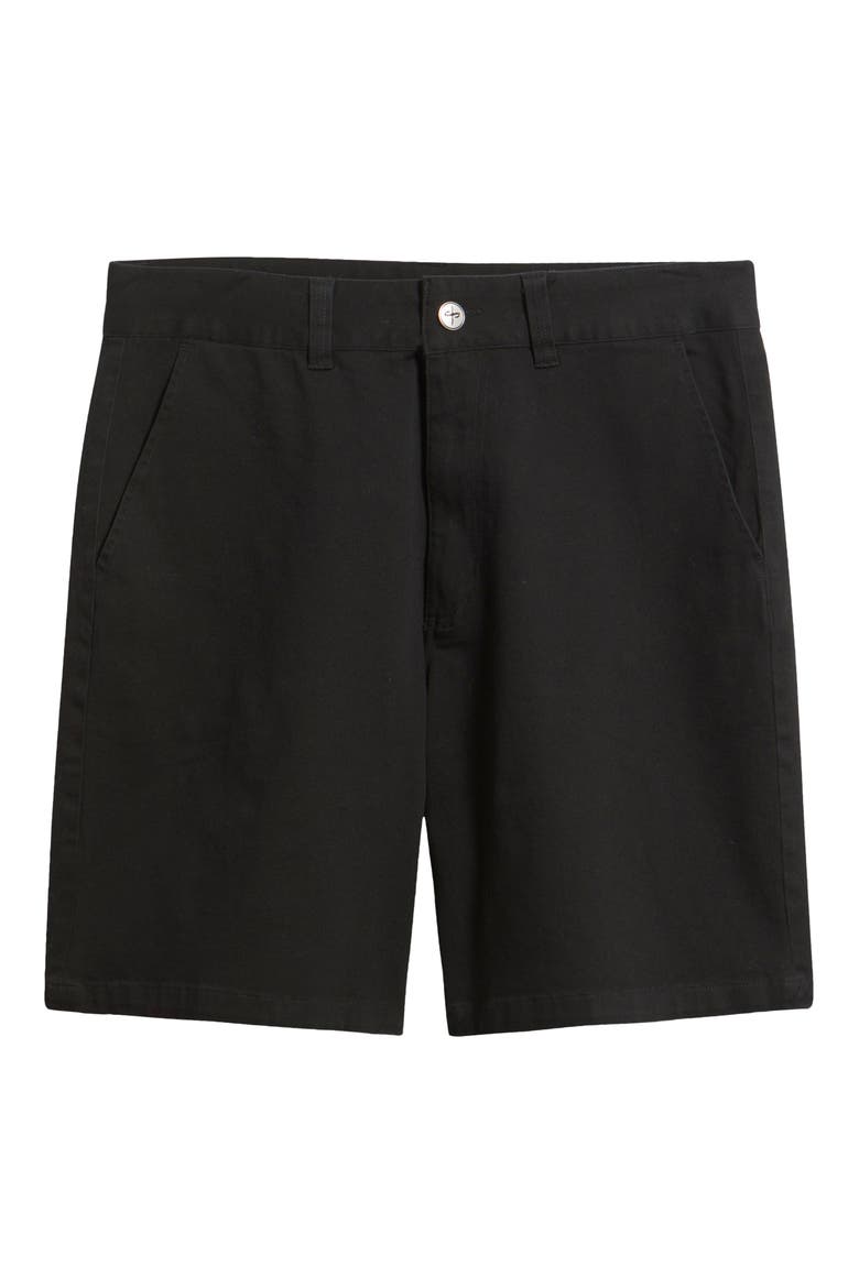 Del Mar Flat Front Stretch Twill Chino Shorts, Alternate, color, BLACK