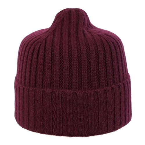 Wigens Unisex Cashmere Rib Knitted Beanie In Bordeaux
