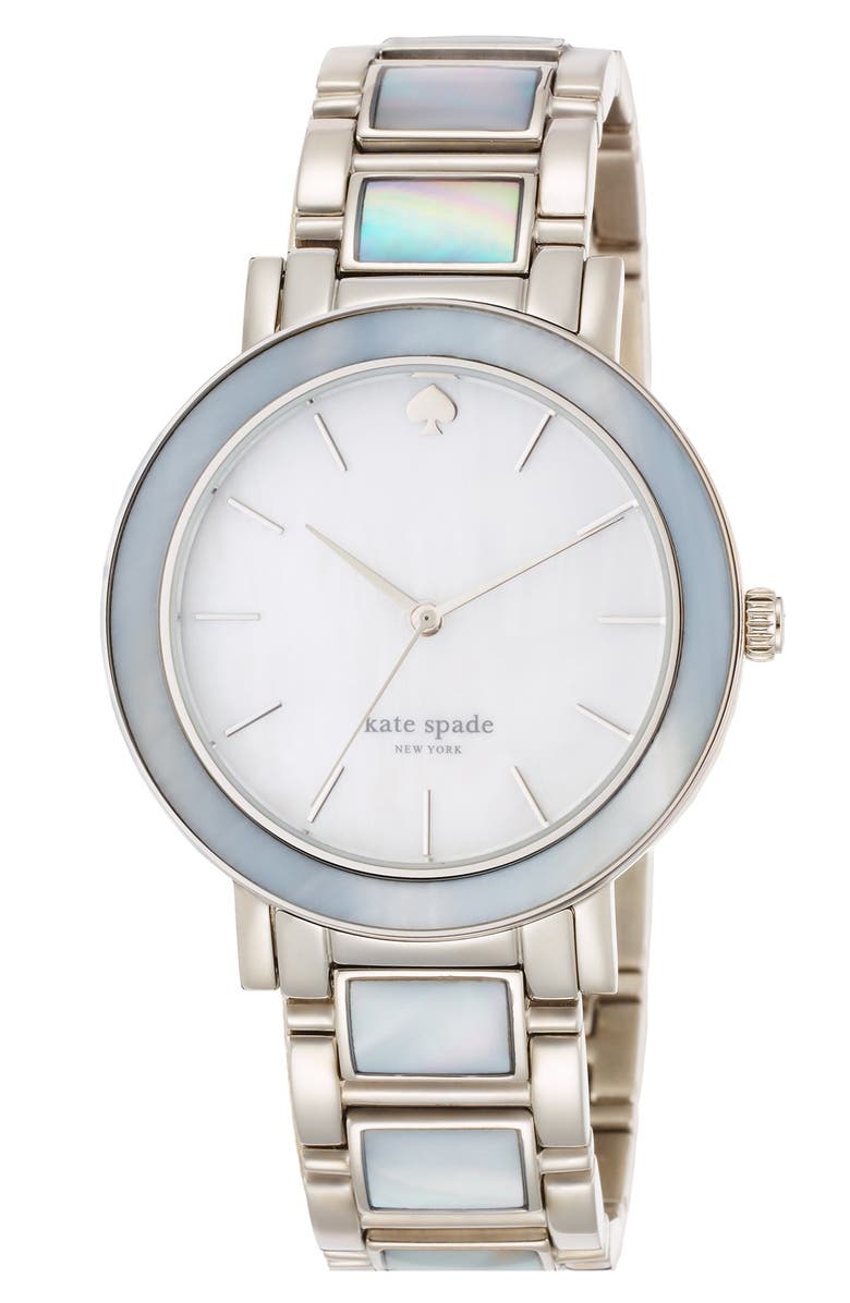 Kate Spade New York 'gramercy grand' mother-of-pearl bracelet watch, 38mm, Alternate, color, 