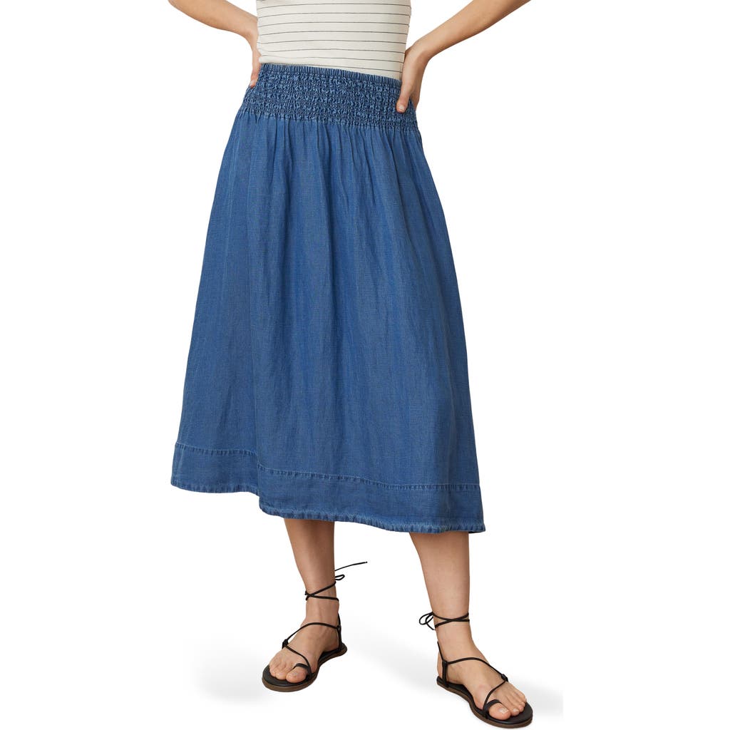 Marine Layer Bea Charm Midi Skirt In Medium Wash