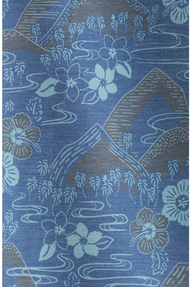 Sakura Fields Floral Short Sleeve Performance Button-Down Shirt, Alternate, color, NAVY