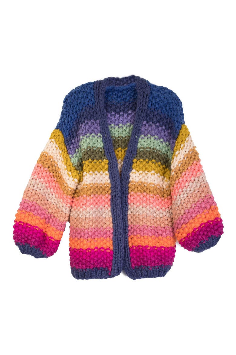 Mayflower Stripe Crochet Cardigan, Main, color, BRIGHT MULTI