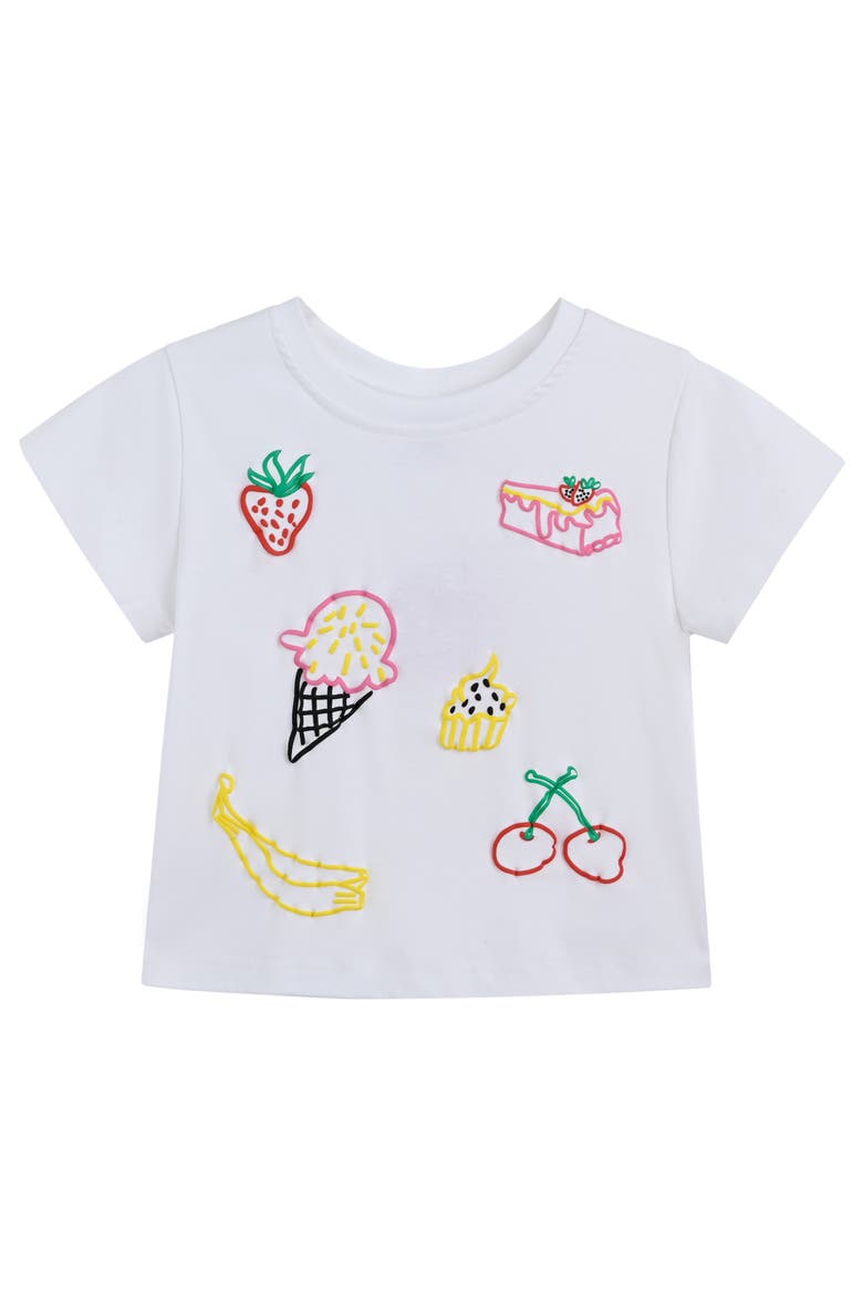 Tyra Tee with Food Motifs, Main, color, White