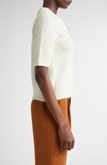 Bouclé Short Sleeve Polo Sweater