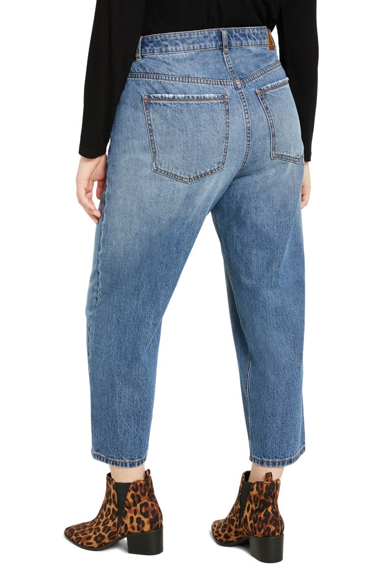 ELOQUII Distressed Nonstretch Mom Jeans, Alternate, color,