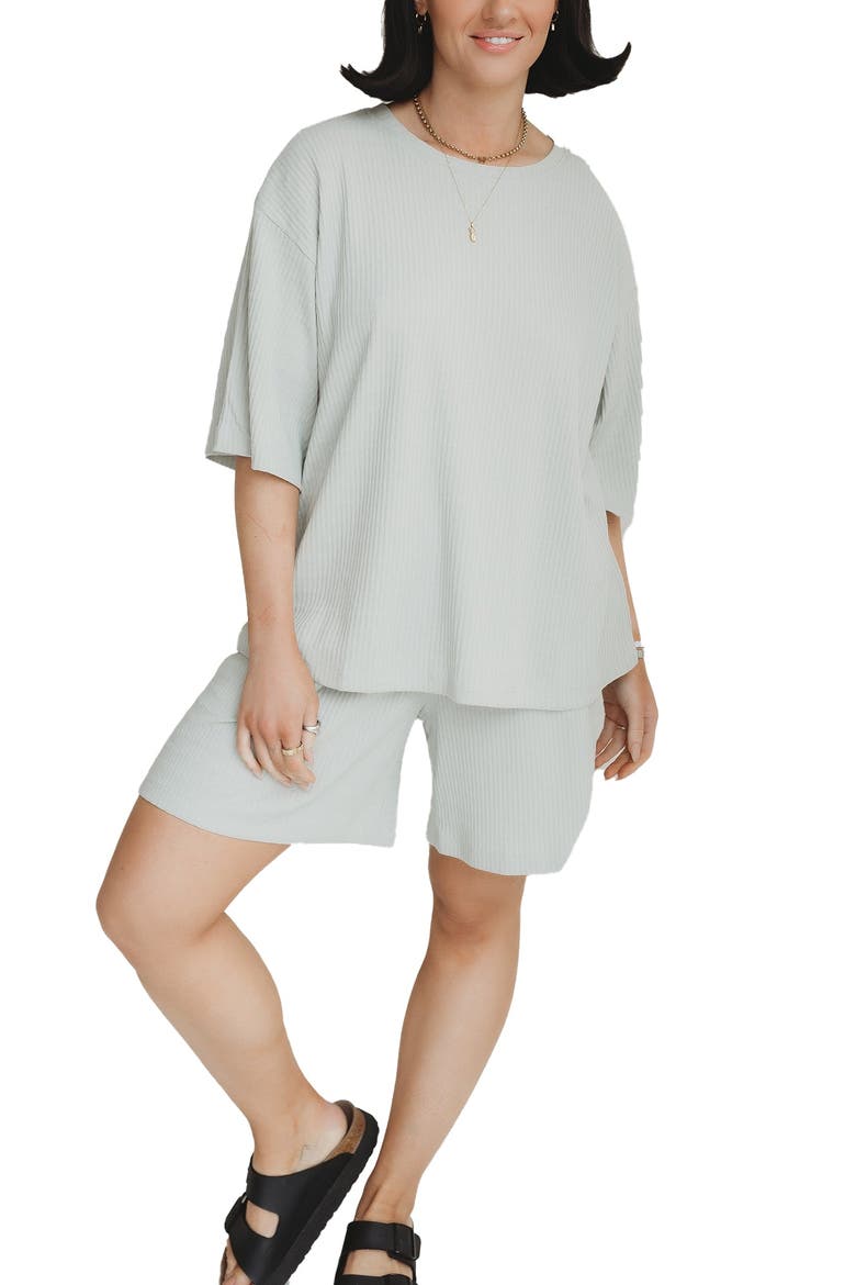 Organic Cotton Audrey Rib Shorts, Alternate, color, Green