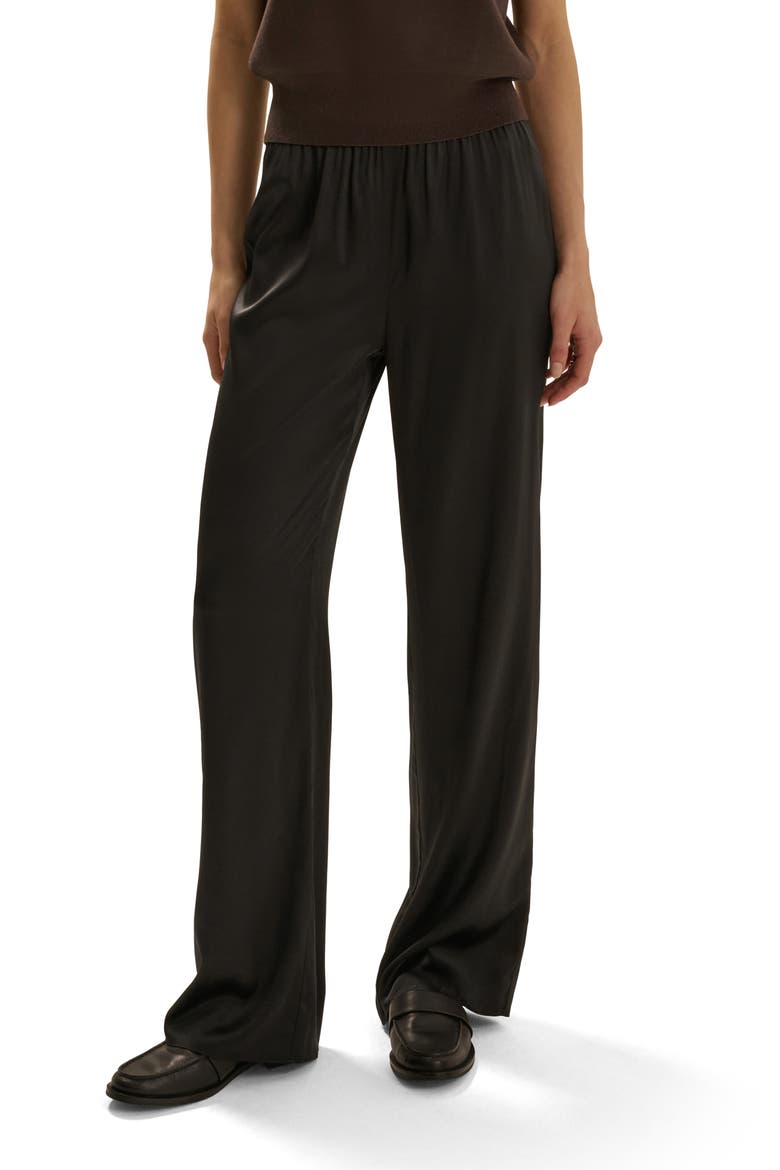 The Everything Silk Blend Pants, Main, color, BLACK
