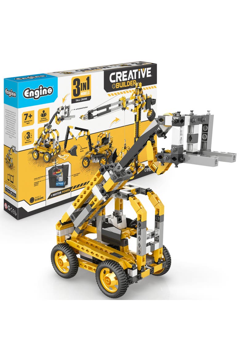 Creative Builder 3 In 1 Tall Crane Motor Powered Model Brick Set, Main, color, Multicolored
