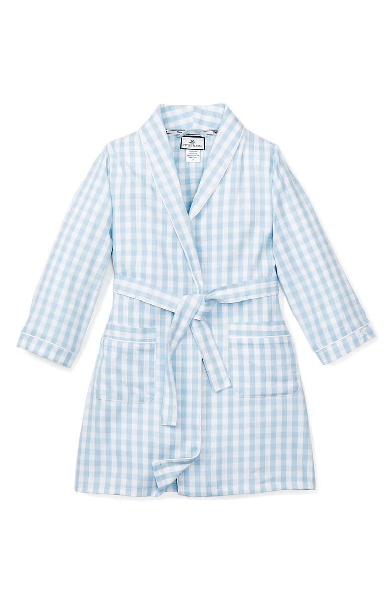 Petite Plume Kids' Gingham Robe, Alternate, color, Blue