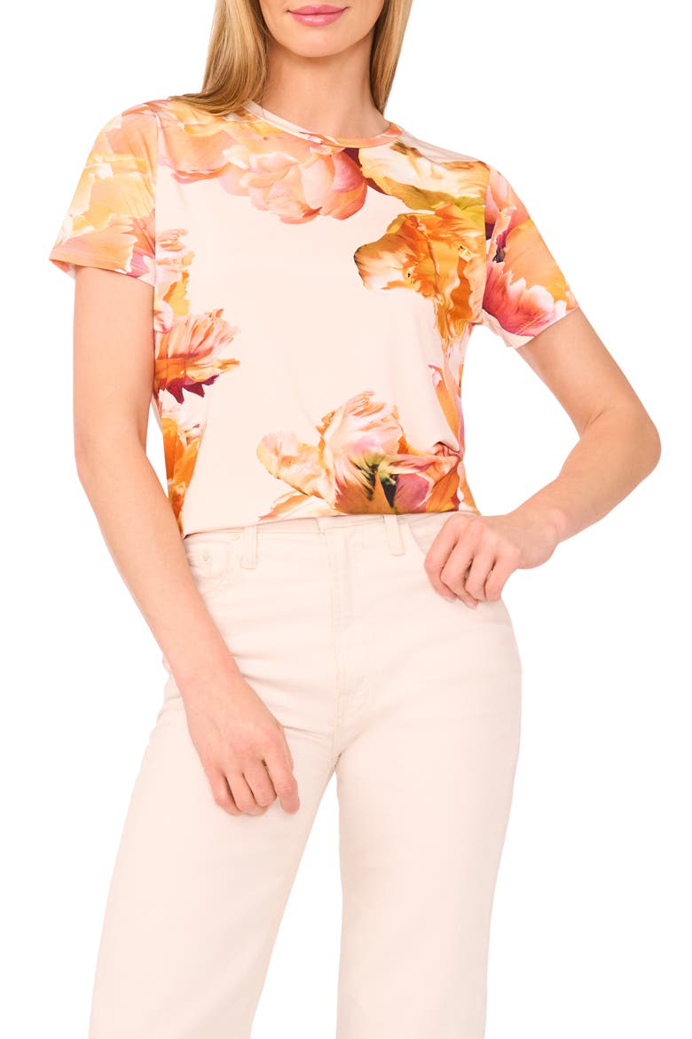 Floral T-Shirt, Main, color, SPICY ORANGE