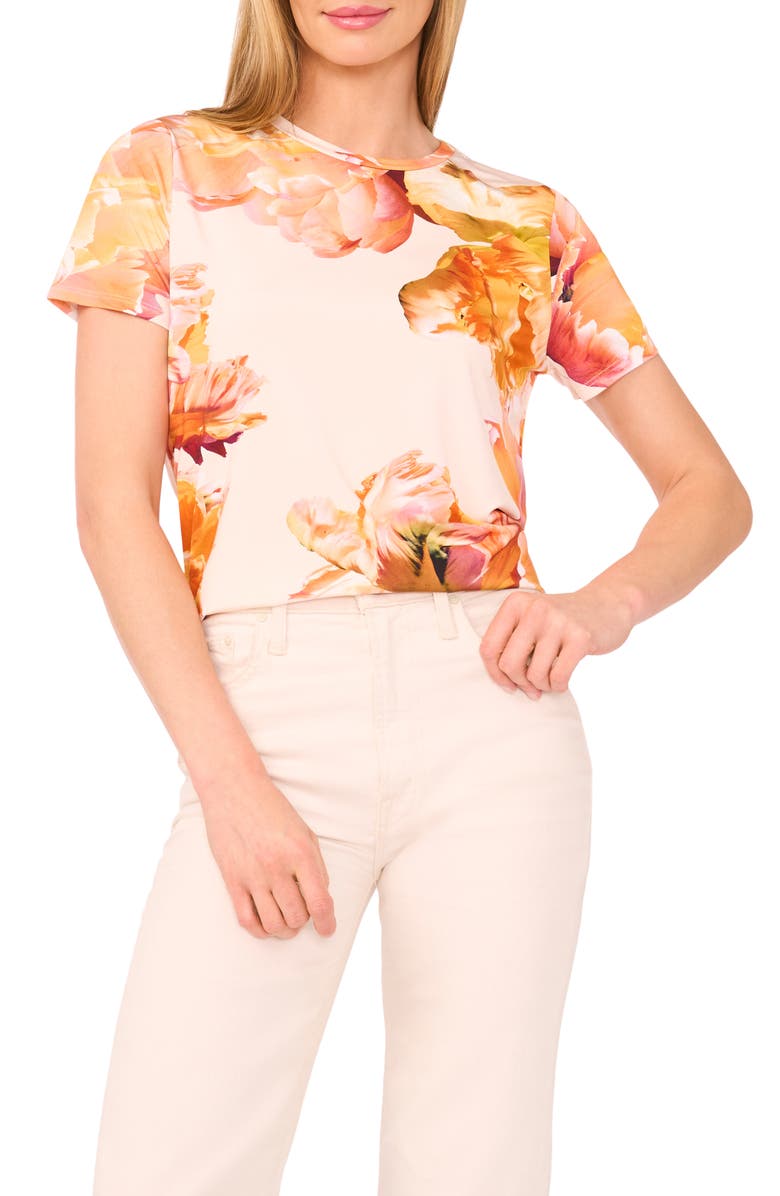 Ted Baker Floral T-Shirt, Main, color, Spicy Orange