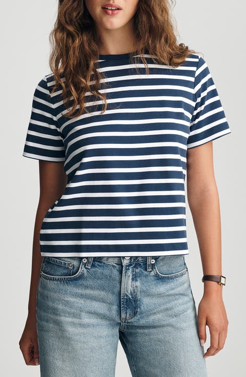 Audrey Stripe Cotton Interlock T-Shirt