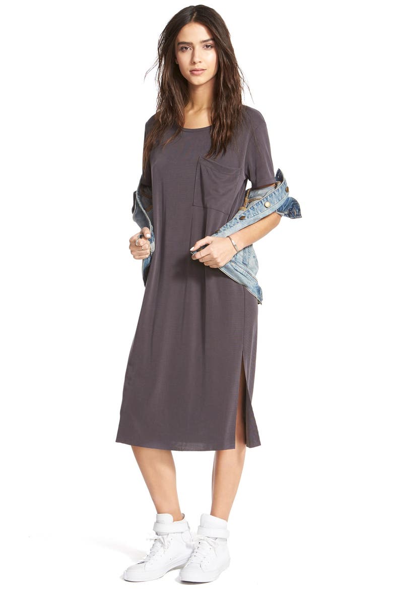Pocket Midi Dress, Alternate, color, CHARCOAL