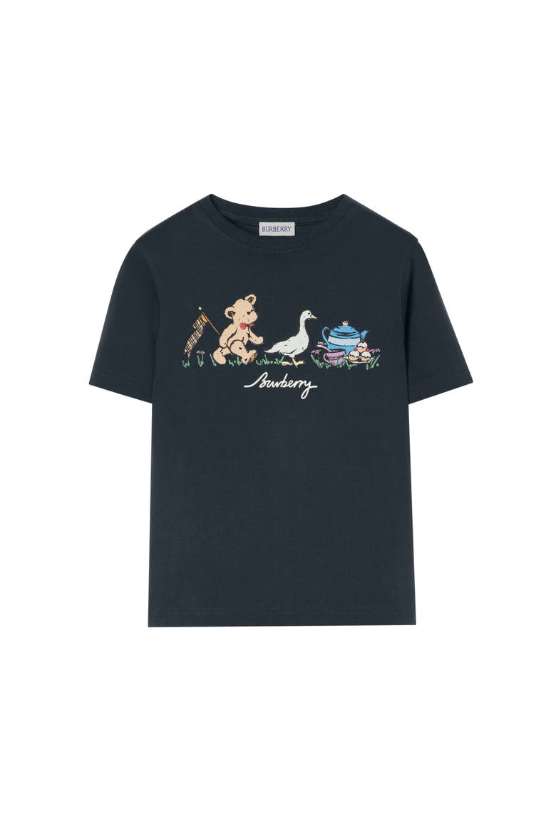 Teddy Bear's Picnic Cotton T-shirt, Main, color, Navy