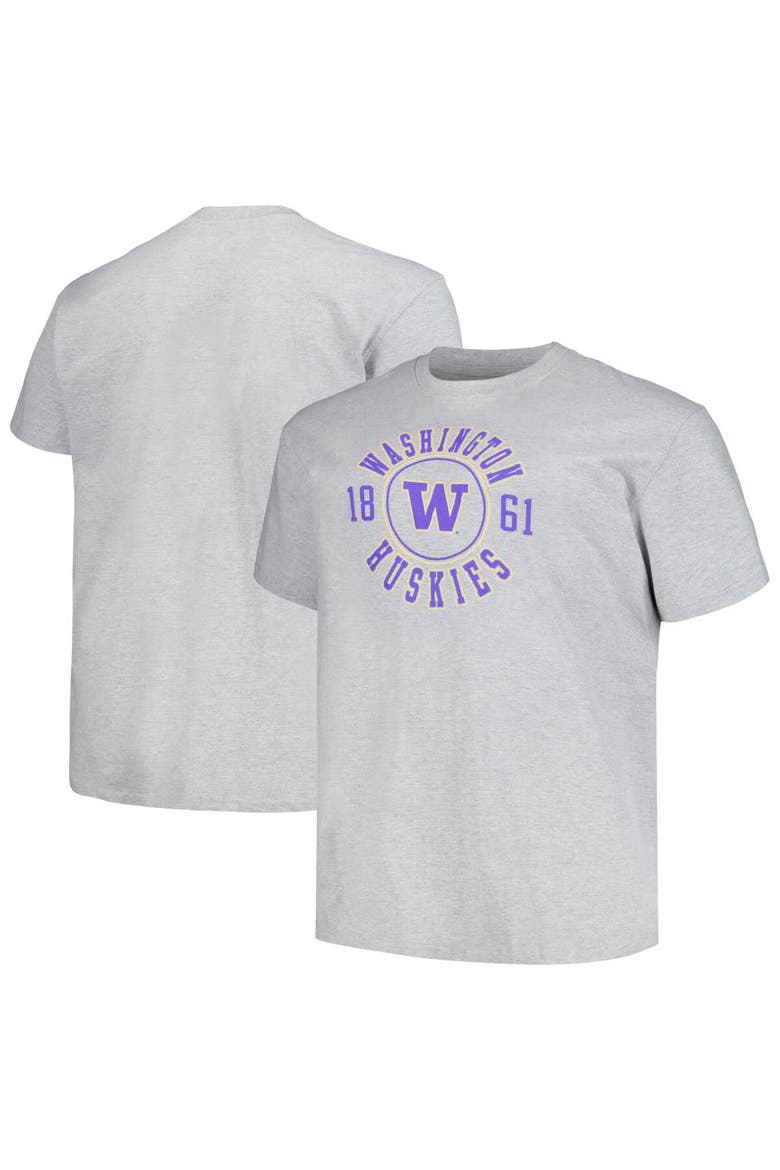 Men's Champion Heather Gray Washington Huskies Big & Tall Circle Logo T-Shirt, Main, color, Heather Gray
