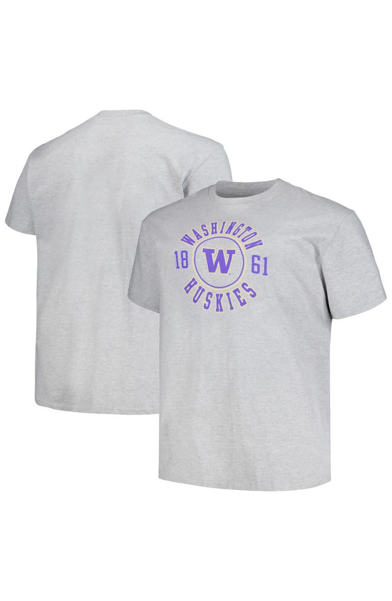 Champion Men's Champion Heather Gray Washington Huskies Big & Tall Circle Logo T-Shirt, Main, color,