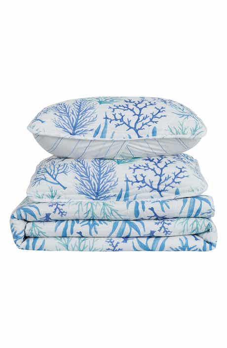 Woven & Weft Watercolor Coral Reversible Microfiber Quilt Set