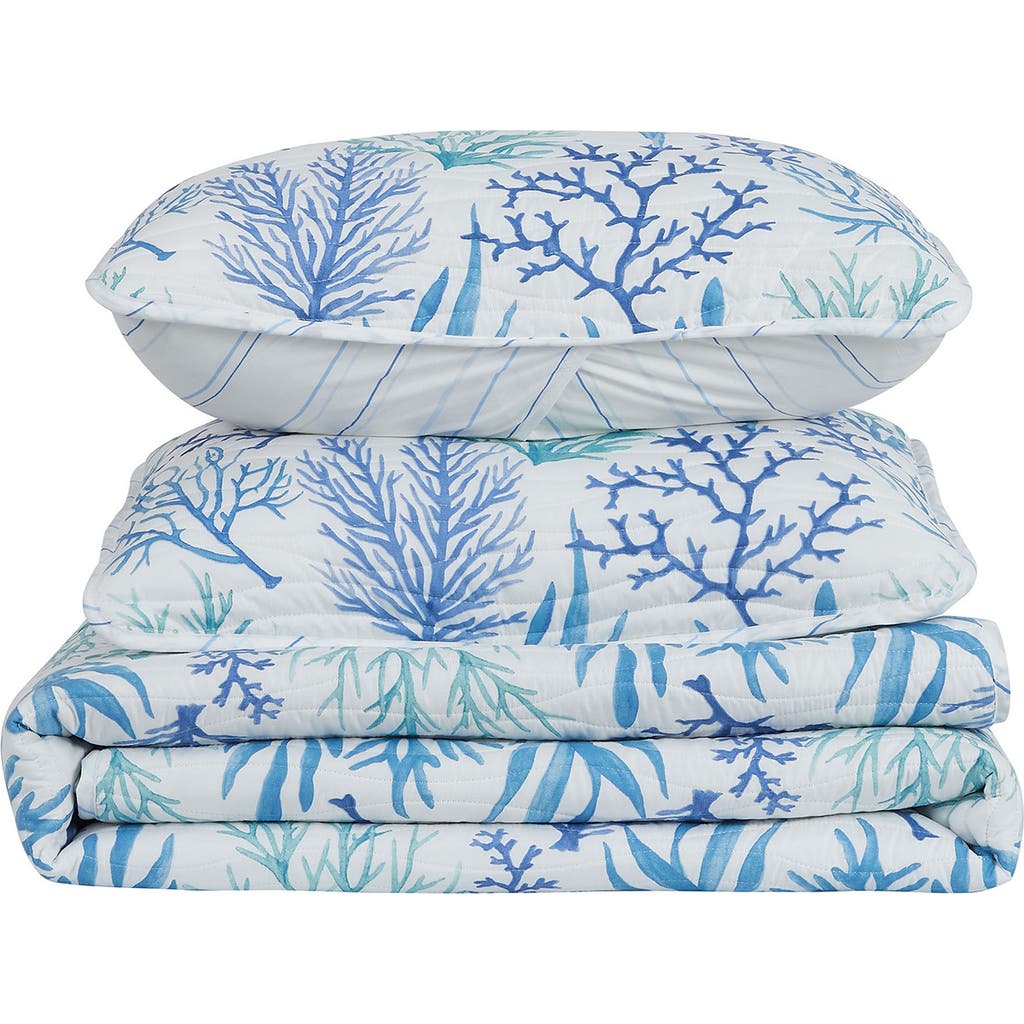 Woven & Weft Watercolor Coral Reversible Microfiber Quilt Set