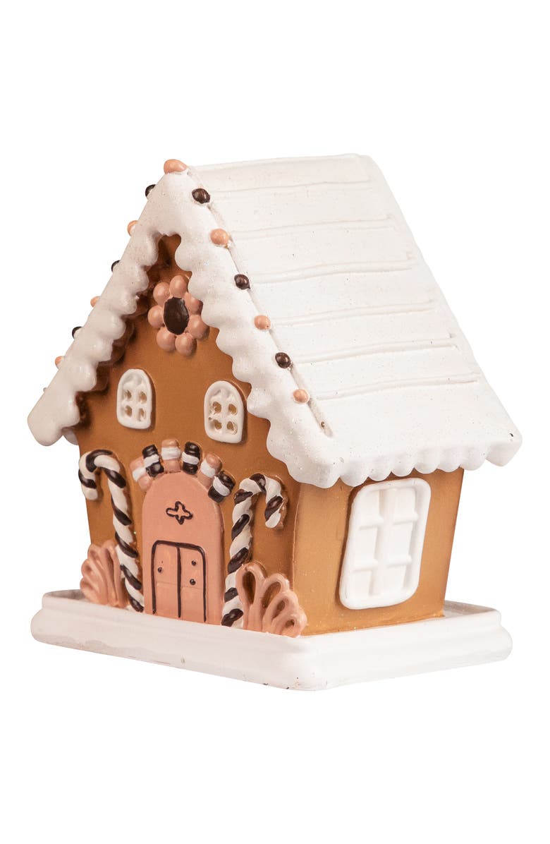 Northlight Lighted Floral and Candy Cane Gingerbread House Christmas Decoration - 5", Alternate, color, 
