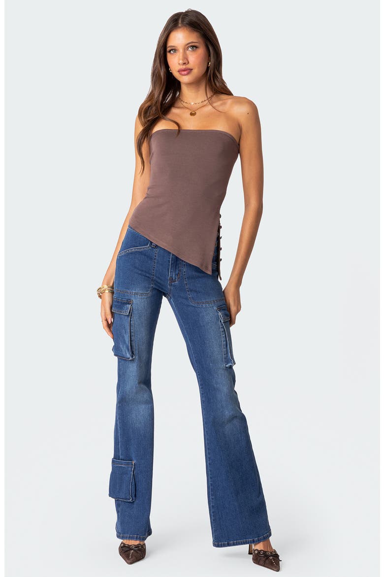Silvia Asymmetric Strapless Top, Alternate, color, MOCHA