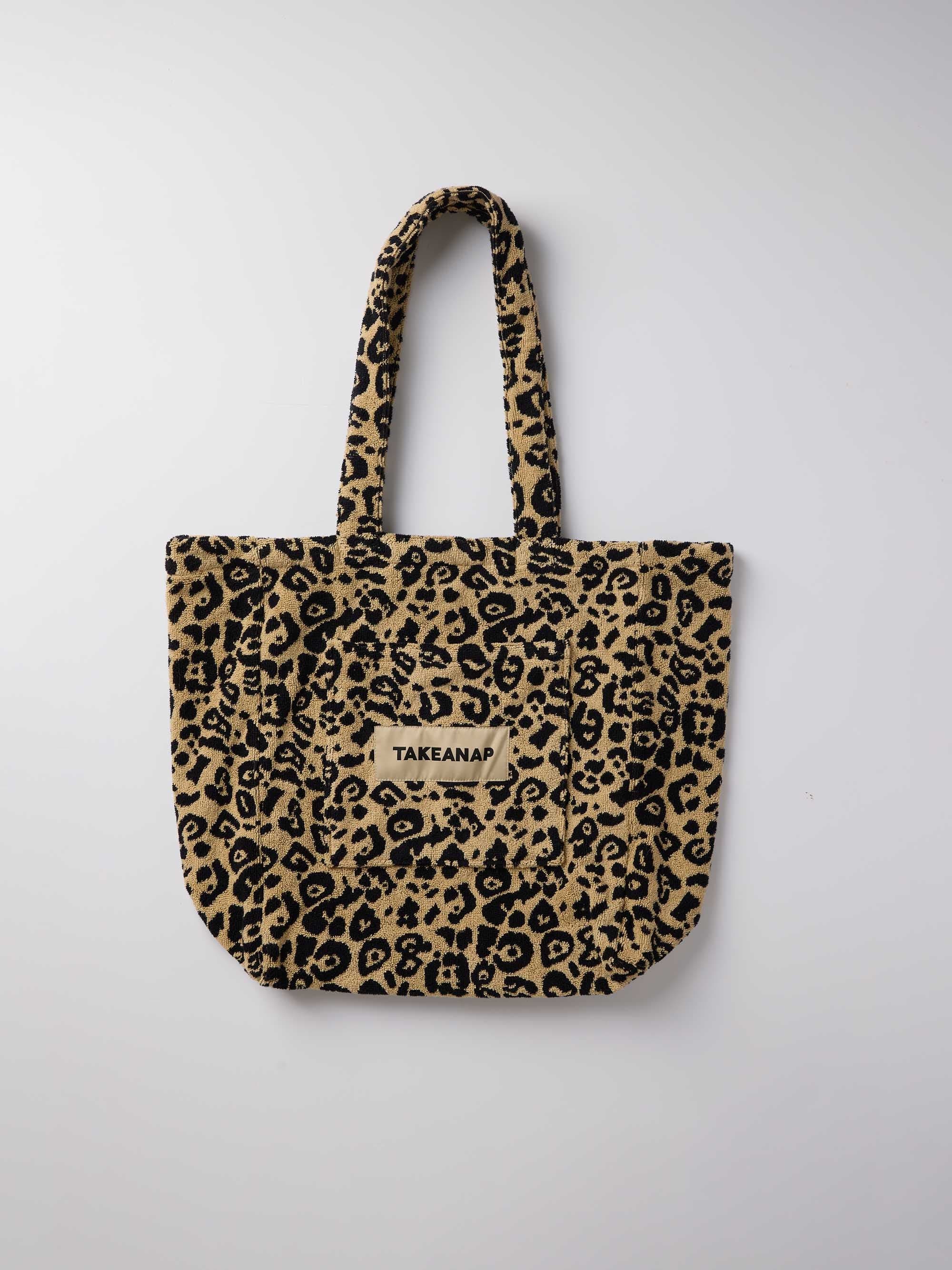 Leopard Terry Tote Bag, Main, color, Leopard