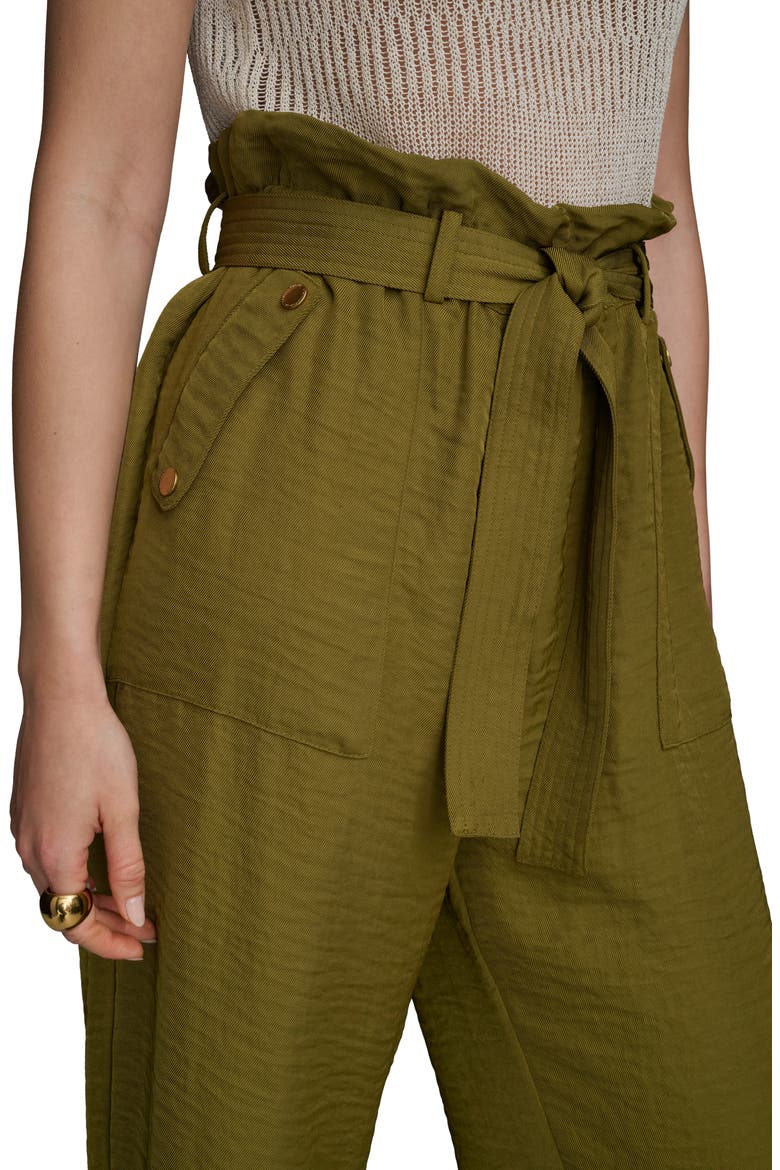Paperbag Waist Straight Leg Pants, Alternate, color, SMOKY OLIVE