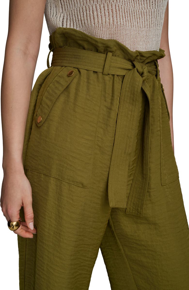 Donna Karan New York Paperbag Waist Straight Leg Pants, Alternate, color, Smoky Olive