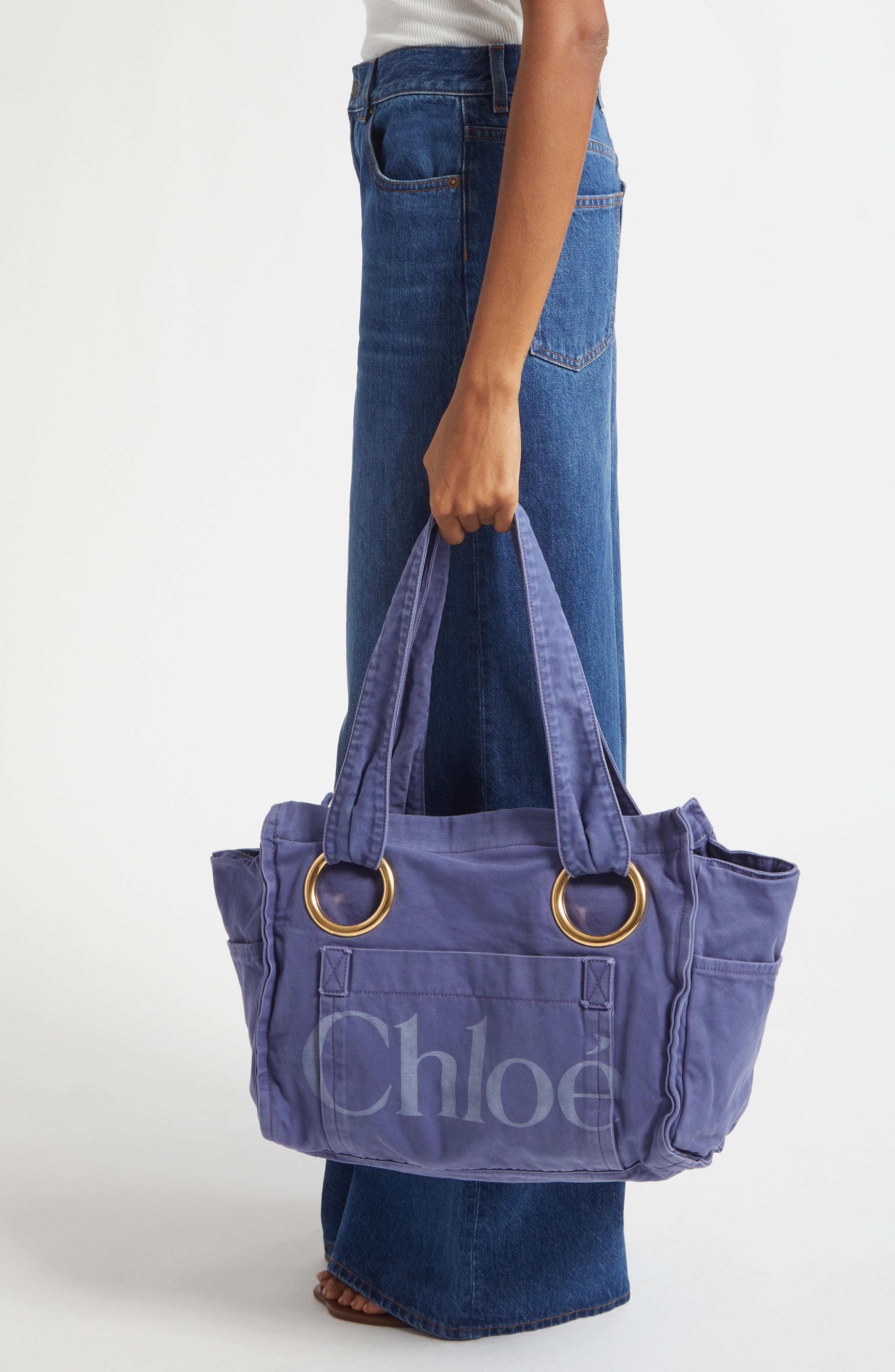Chloé Medium Plage Washed Cotton Tote, Alternate, color, 
