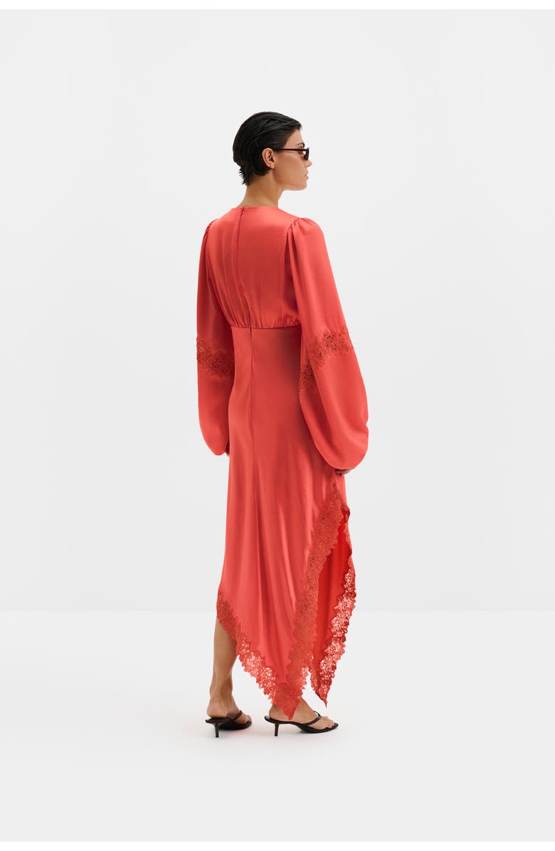 Malina Seema Asymmetric Lace Hem Maxi Dress, Alternate, color, Coral
