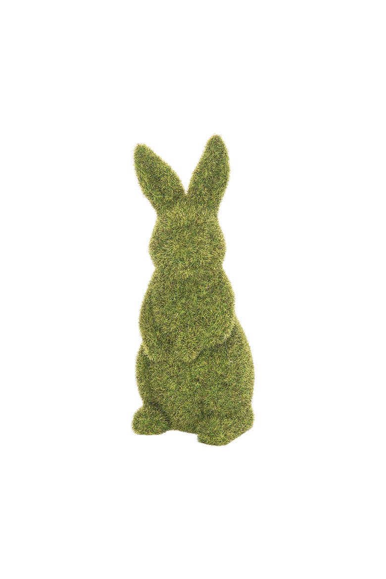 Flocked Standing Bunny Figurine, Main, color, Green