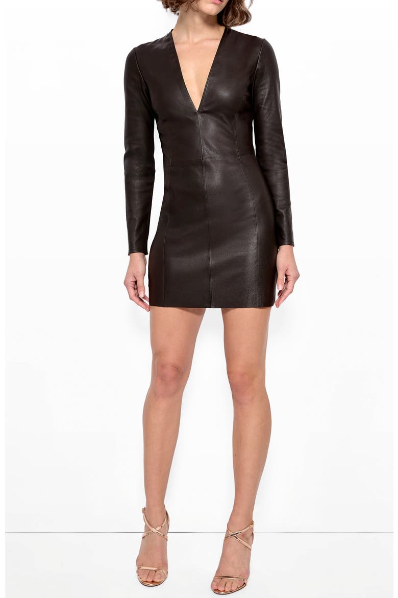 Demeter Stretch Leather Dress, Alternate, color, Espresso