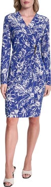 DKNY Long Sleeve Faux Wrap Dress