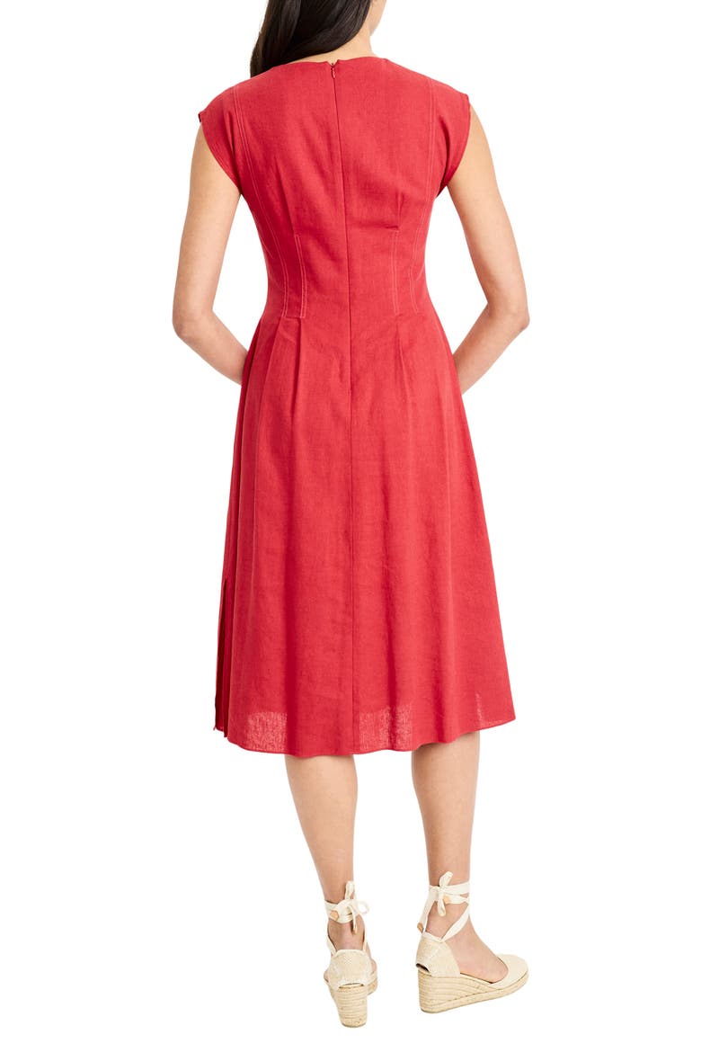 V-Neck Cap Sleeve Fit & Flare Midi Dress, Alternate, color, CARDINAL RED