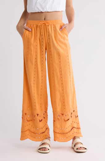 Damson Madder Martina Eyelet Embroidery Wide Leg Pants