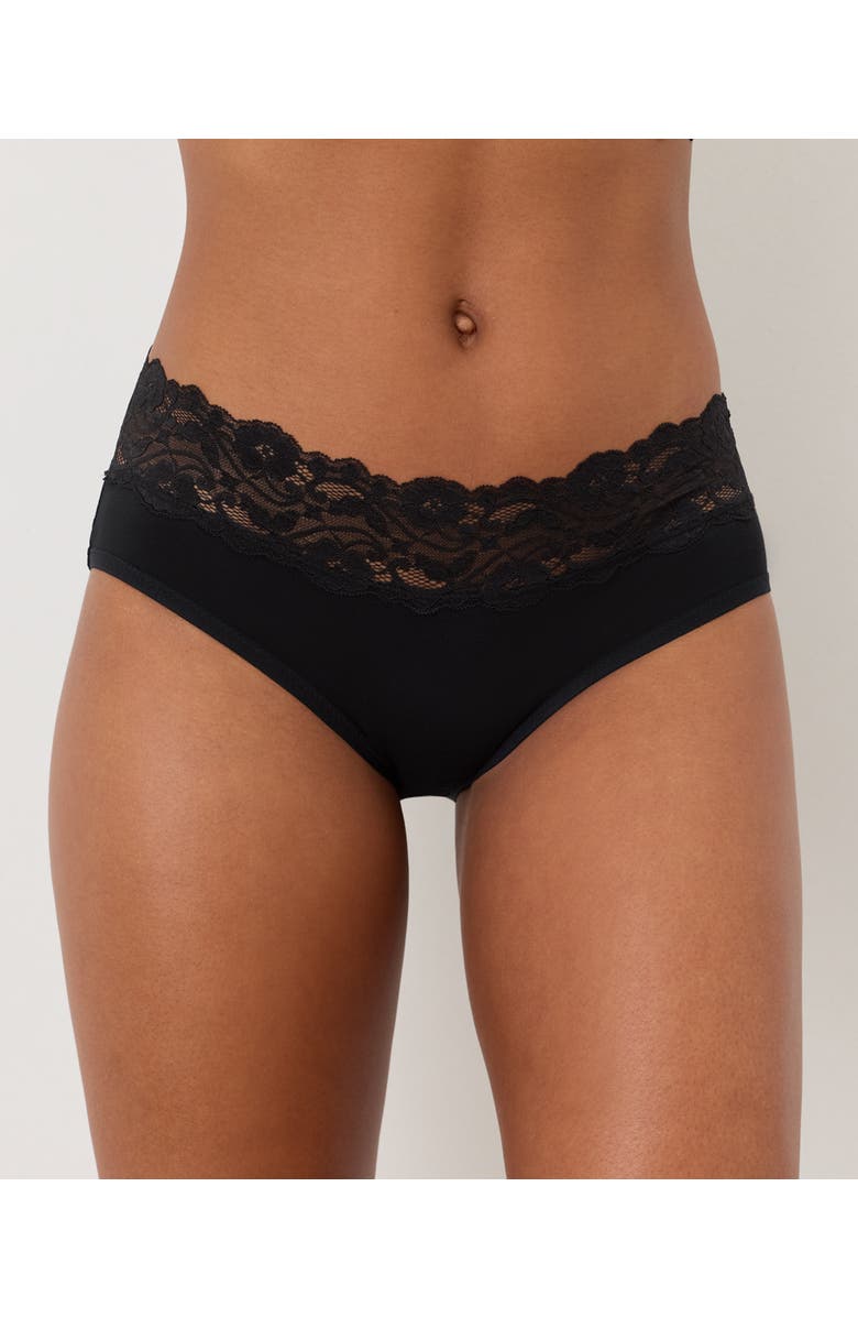 Pact Lace Waist Brief 3-Pack Made With Organic Cotton, Main, color, Black