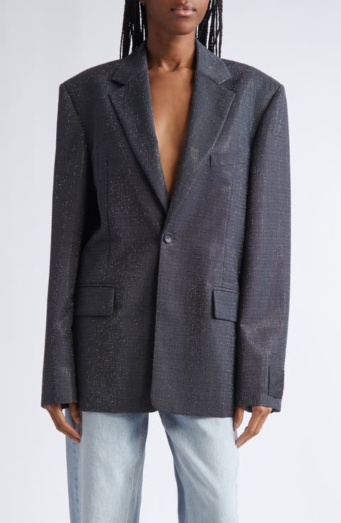 Hotfix Crystal Oversize Blazer