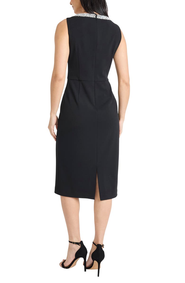 Maggy London Rhinestone Detail Sheath Midi Dress, Alternate, color, Black